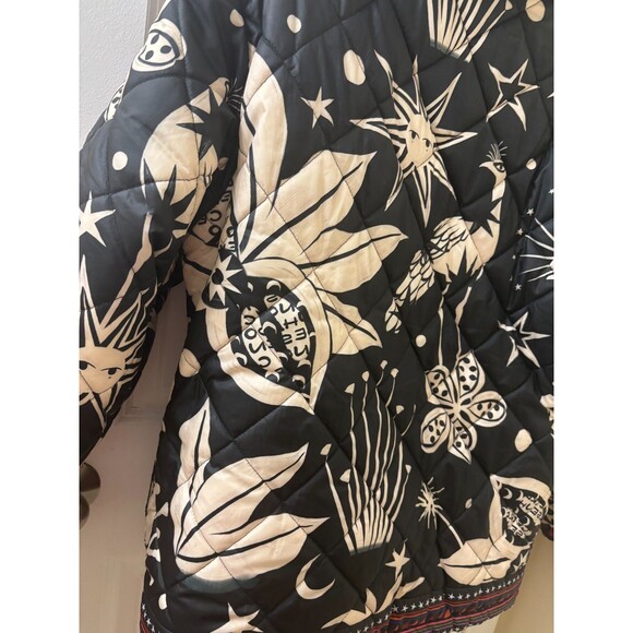 FARM Rio Cerrado Sky Reversible Puffer Jacket Black & White Rainbow Size S - Picture 13 of 16